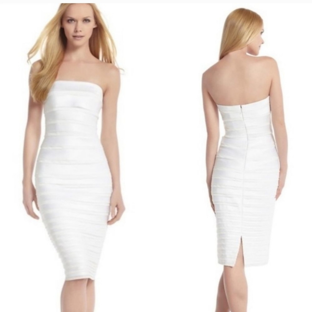 White tiered tube cocktail dress